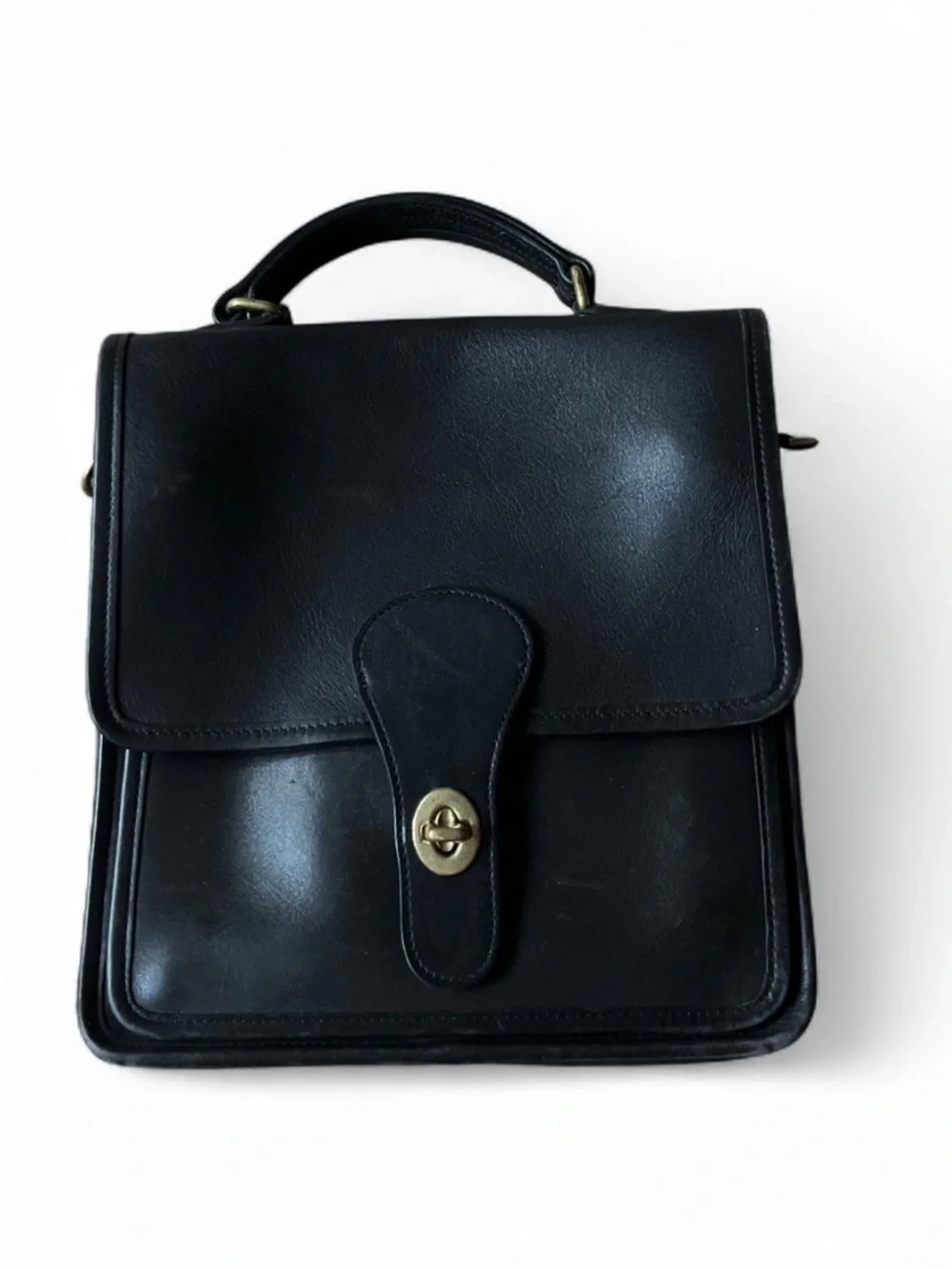 Vintage Coach 5130 Station Bag Black Leather Crossbody Bag With Removable Strap